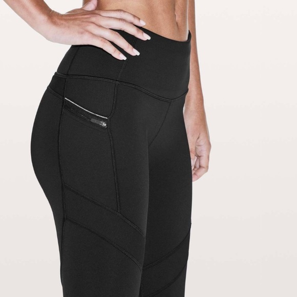 Lululemon Keep The Fleece Tight *28" Solid Black Leggings Pants Size 4 - Picture 5 of 13